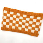 Orange and White Checkerboard Wool Cowl