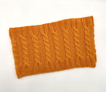 Orange Cabled Wool Cowl