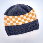 Checkerboard Hand-knit Beanie 100% Wool