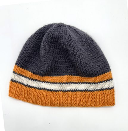 Tennessee Vols Hand knit Beanie – Smokey Gray & Orange Edition, 100% Wool (Copy)