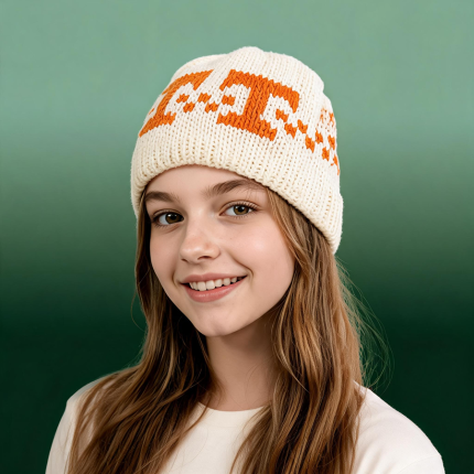 Vols Hand-Knit Power T Beanie – Game Day Classic, 100% Wool