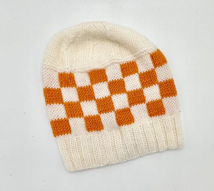 Tennessee Vols Checkerboard Hand-knit Hat – Game Day Classic, 100% Wool